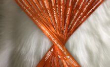 Dây đeo thẻ lụa màu cam