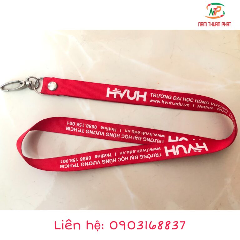 Dây đeo thẻ lụa Đại học Hùng Vương TP.HCM